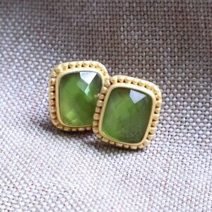 Marbella Gold Jade Green Stud Earrings by Julie Vos